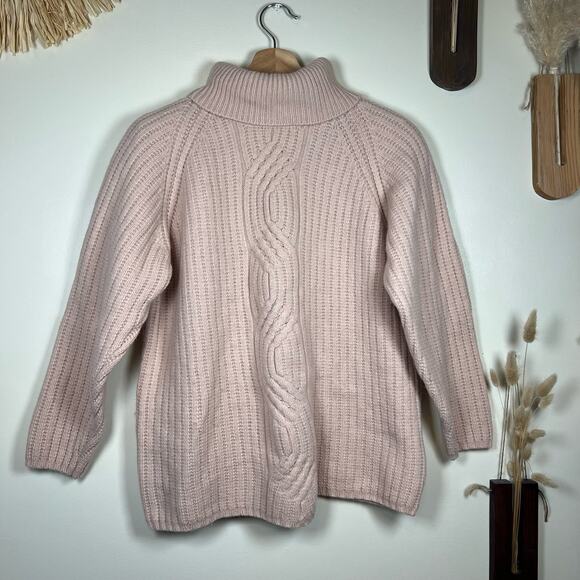 Women's Dusty Pink Jeanne Pierre Wool Blend Turtleneck Knit Sweater Size Medium - Picture 2 of 4